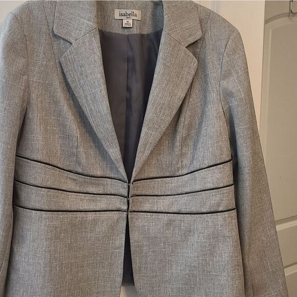 Isabella Suits Gray Blazer with Decorative Zippers - Picture 3 of 11